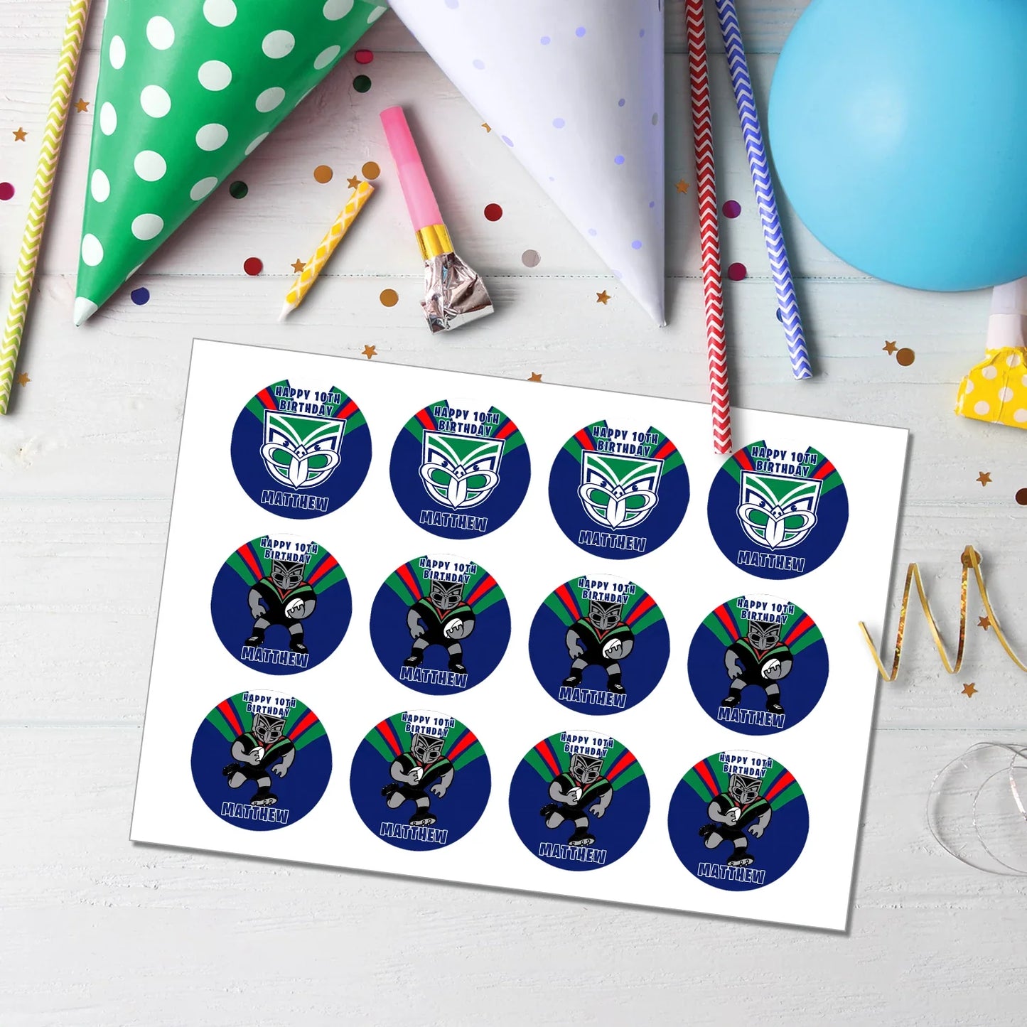 NZ Warriors Personalized Cupcakes Toppers - Add a Sweet Touch to Your Party