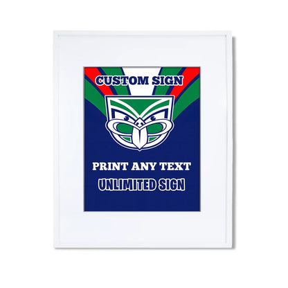 Custom sign featuring NZ Warriors theme