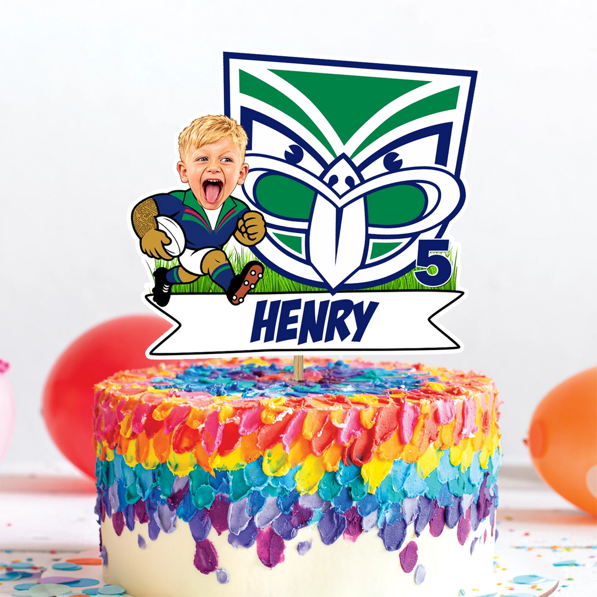 Custom NZ Warriors Face Cake Topper | Personalised NZWarrios Cake Toppers with face for any age
