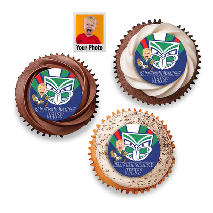 Custom NZ Warriors Face Icing CupCake Image | Personalised NZWarrios CupCake Toppers with face for any age