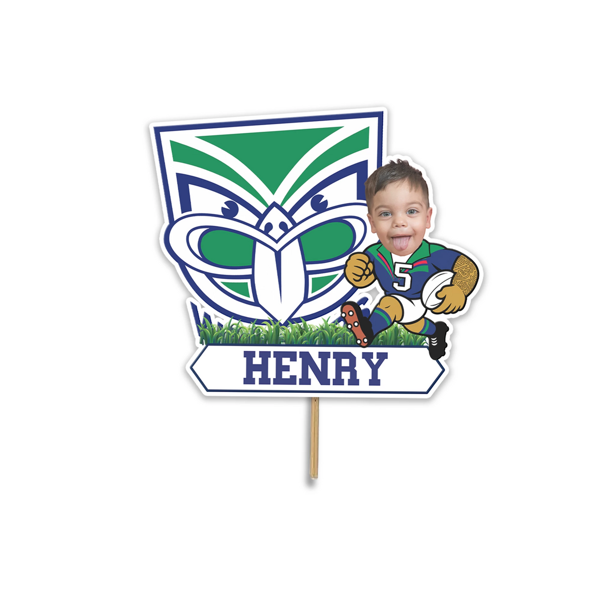 Custom NZ Warriors Face Cake Topper | Personalised NZWarrios Cake Toppers with face for any age