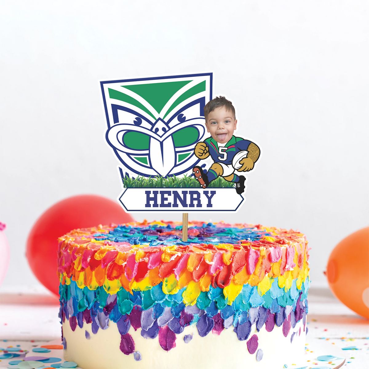 Custom NZ Warriors Face Cake Topper | Personalised NZWarrios Cake Toppers with face for any age