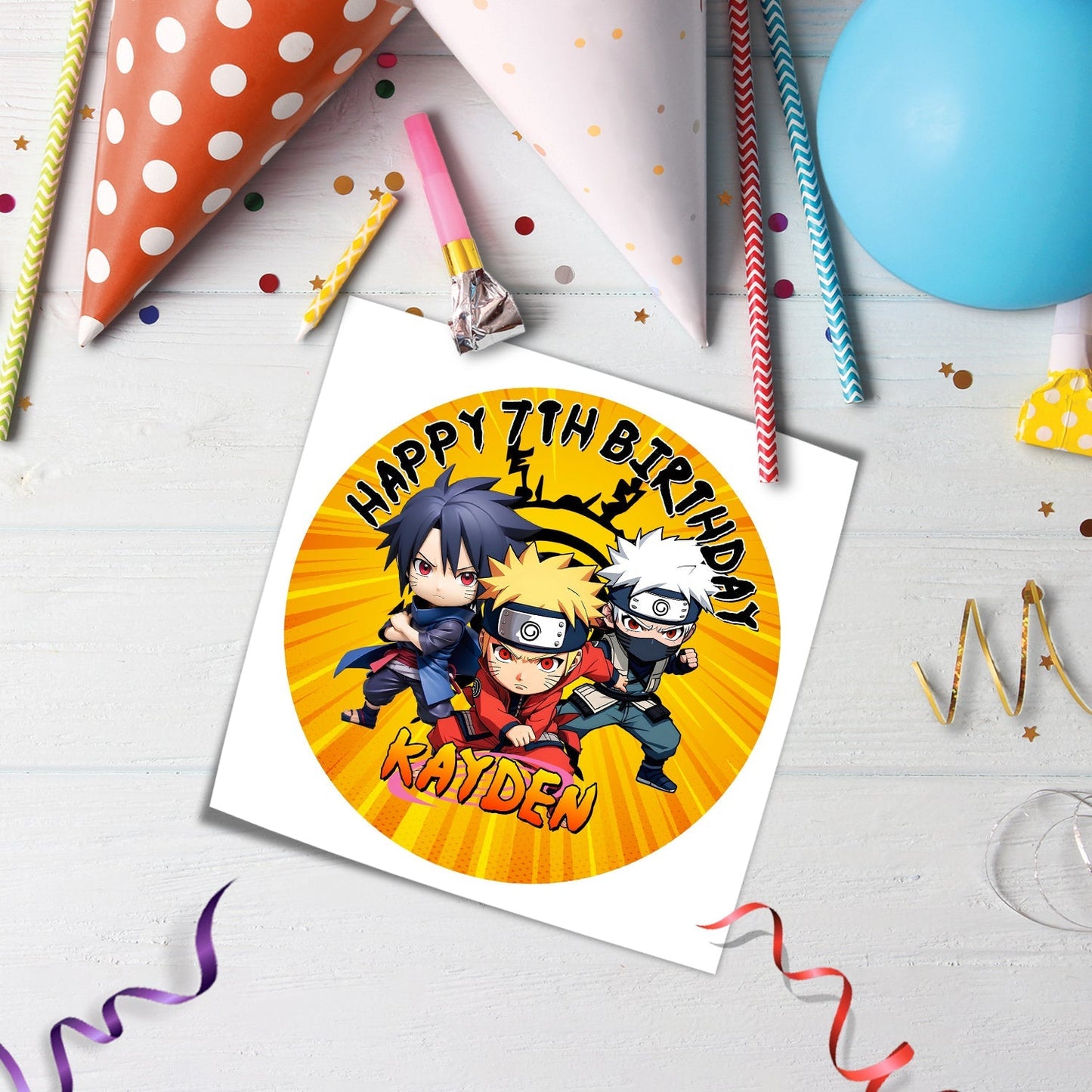 Round Naruto Personalized Edible Sheet Cake Images - Ideal for Naruto Fans