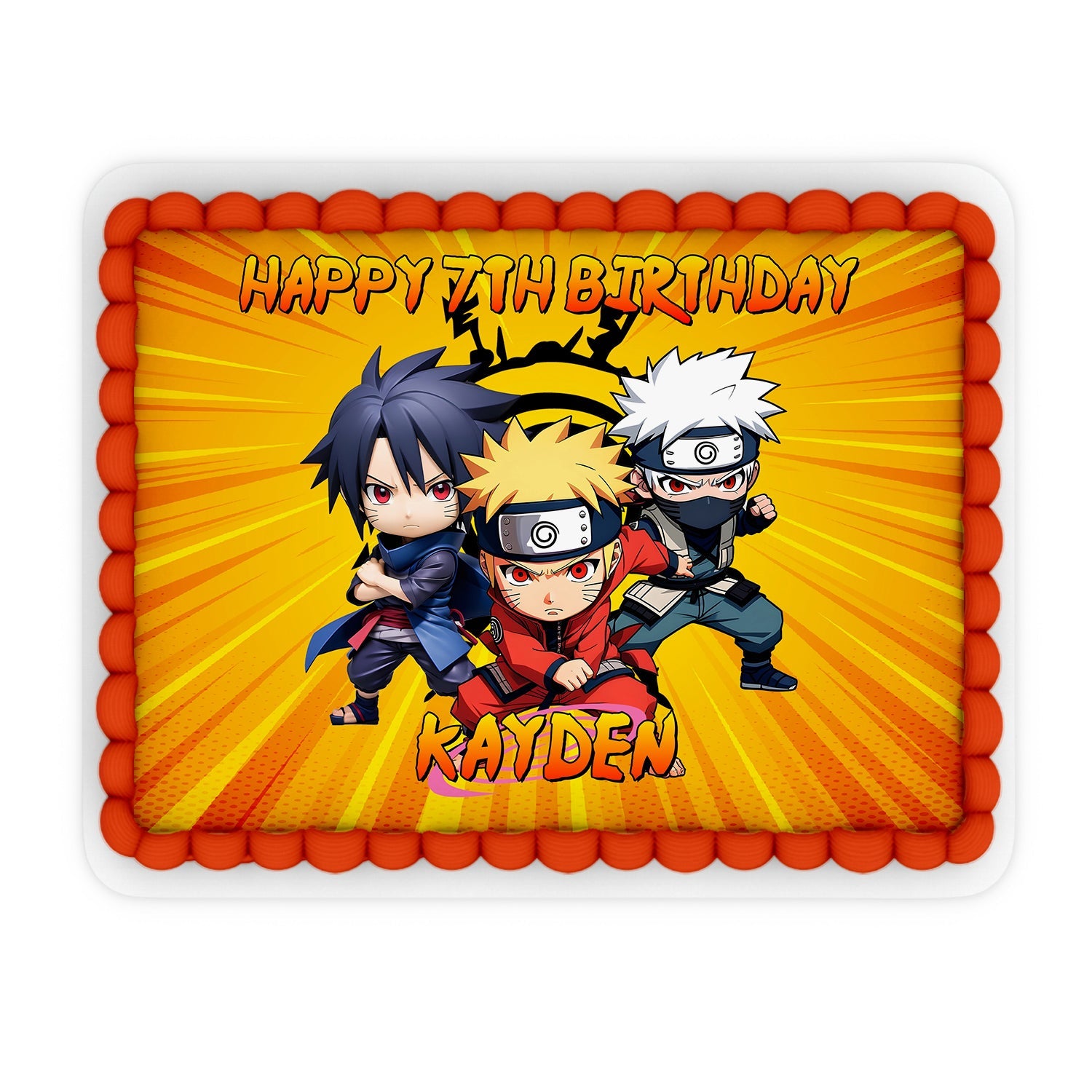 Rectangle Naruto personalized edible sheet cake images