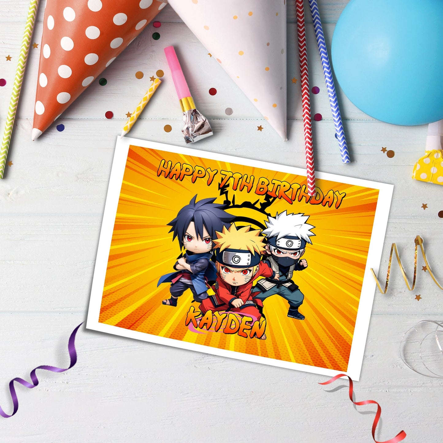 Rectangle Naruto Personalized Edible Sheet Cake Images - Great for Anime Celebrations