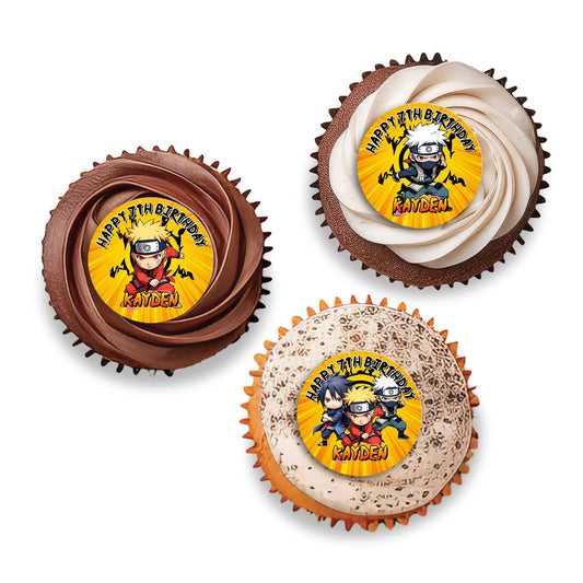 Naruto themed personalized cupcakes toppers