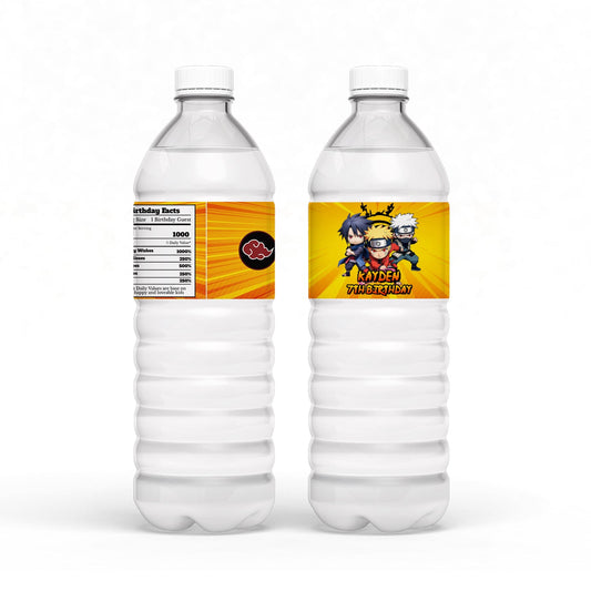 Naruto themed water bottle label