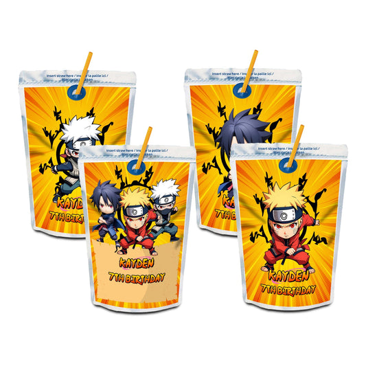 Naruto themed juice pouch label