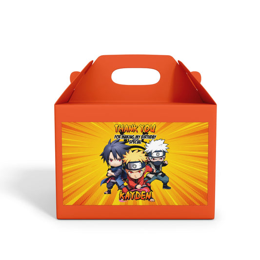 Naruto themed treat box label