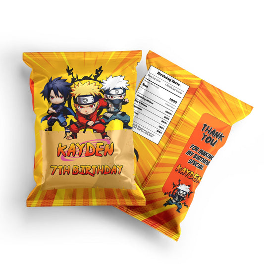 Naruto themed chips bag label