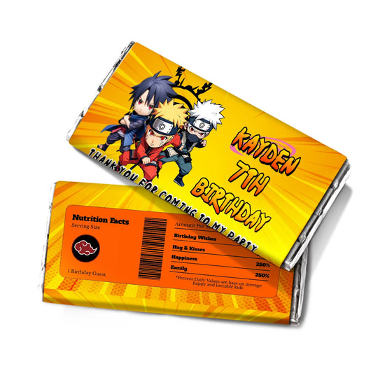 Naruto themed chocolate label