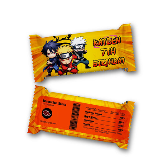 Naruto themed Rice Krispies treats label and candy bar label