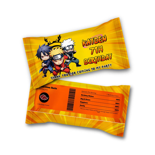 Naruto themed Skittles label