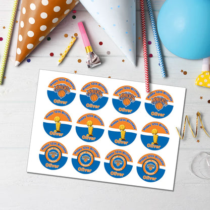 New York Knicks Cupcake Toppers Personalized Basketball Party Decor