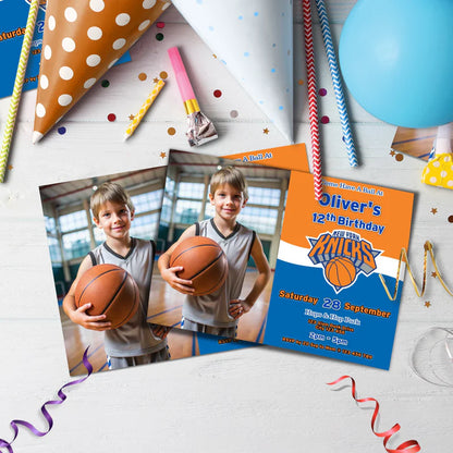 New York Knicks Birthday Decorations, NBA Team Party Supplies, NBA Basketball Team Themed, NewYork Knicks Digital Template, Editable New York Knicks Image SVG PNG