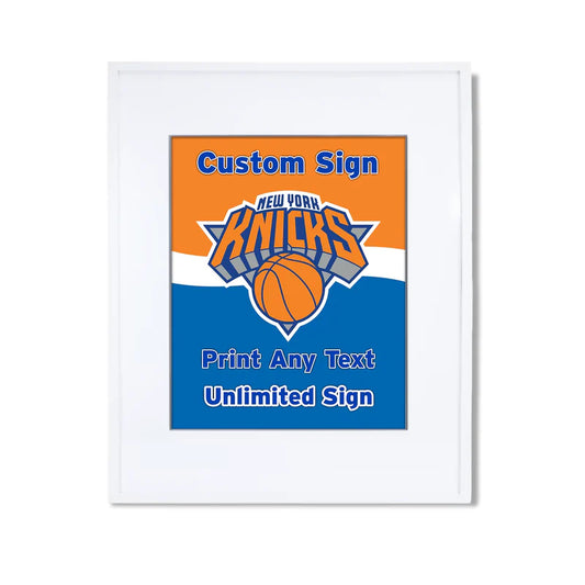 New York Knicks custom sign with bold basketball design and personalized party message