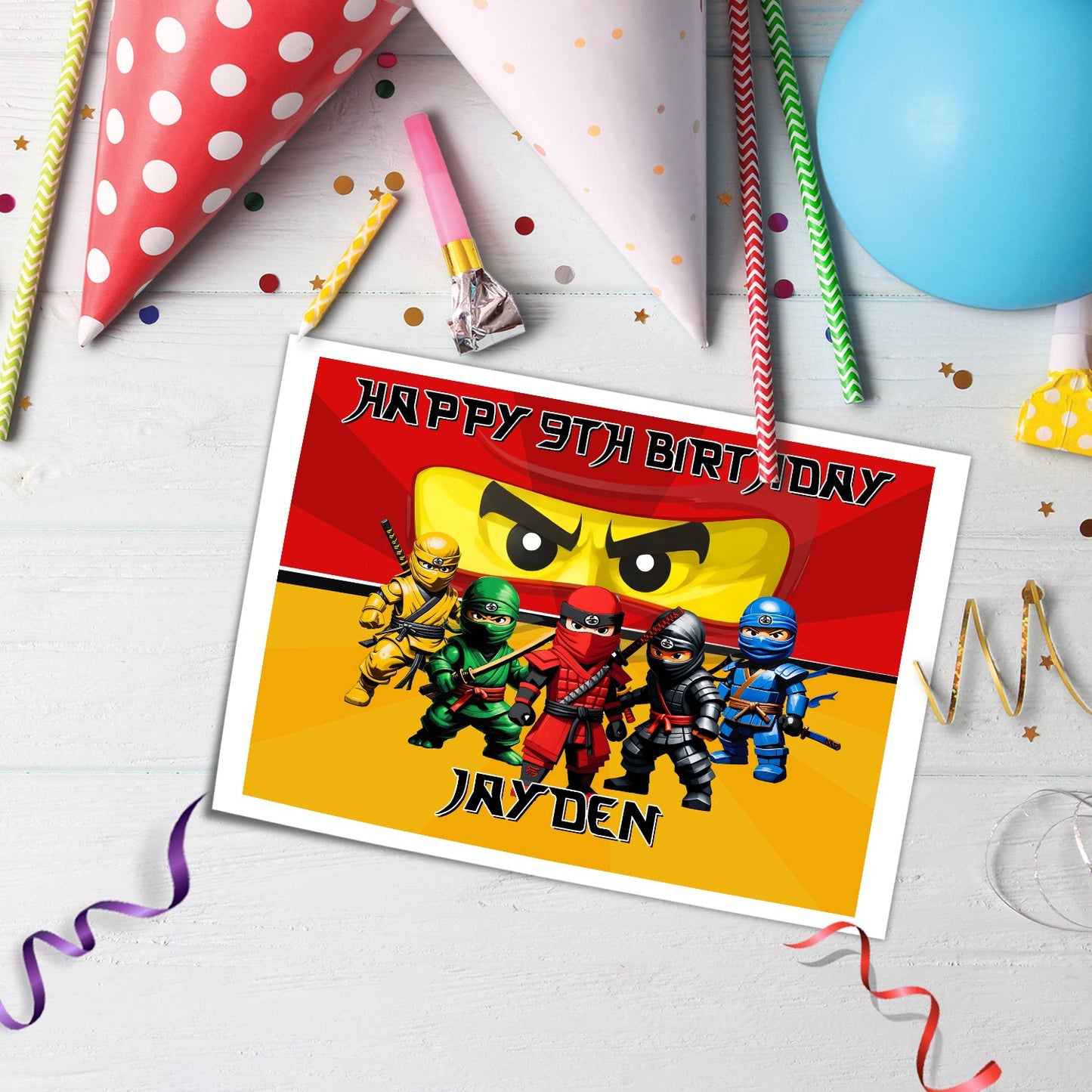 Elevate Your Party with Our Exclusive Ninja Figure Personalized Cake Images - Rectangle