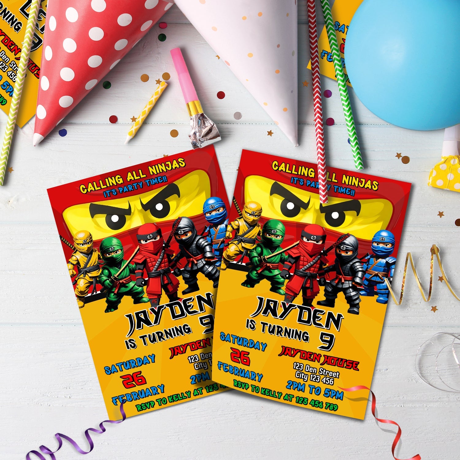 Ninjago Birthday Decorations, Lego Ninja Party Supplies, Ninja, Ninja Lego, Ninja Figure SVG