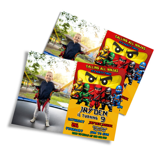 Personalized Ninja Figure photo card invitations