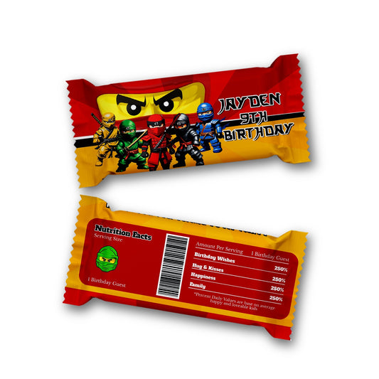 Ninja Figure themed Rice Krispies treats label and candy bar label
