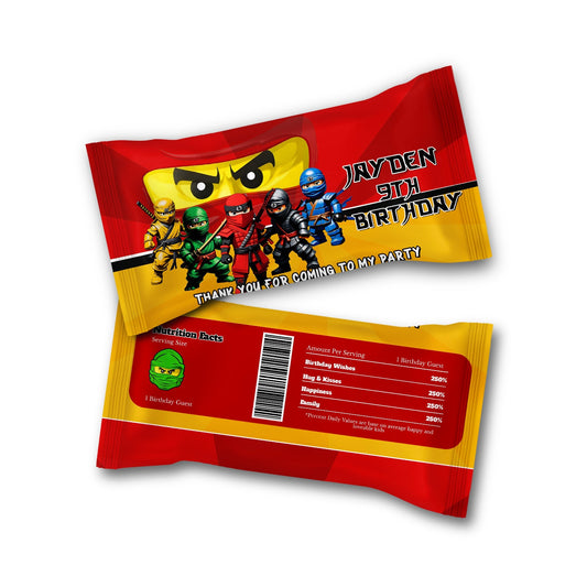 Ninja Figure themed Skittles label
