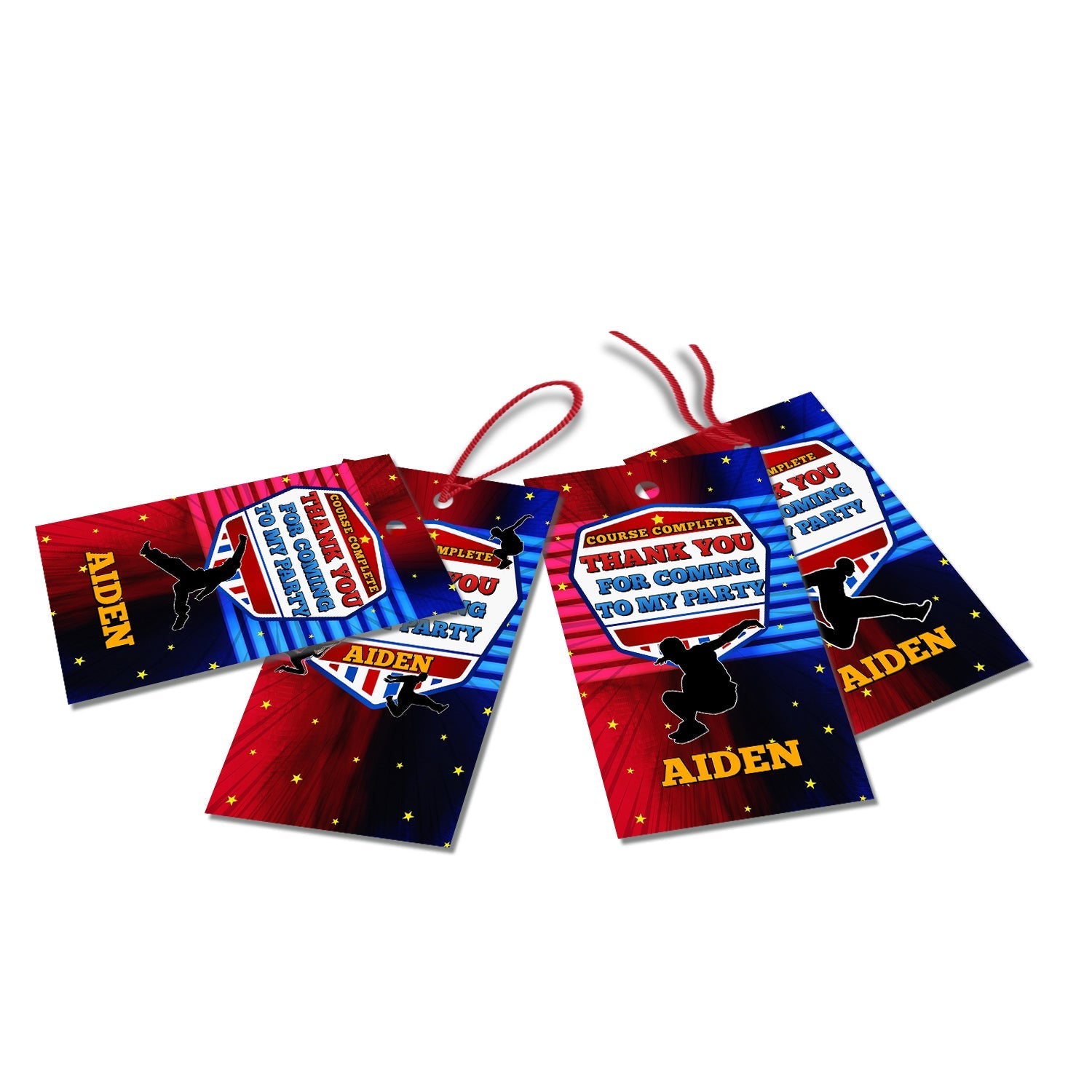 Ninja Warrior themed favor tags or thank you tags