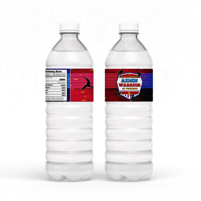 Ninja Warrior themed water bottle label