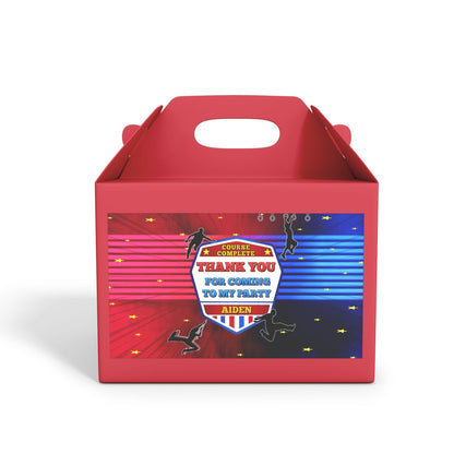 Ninja Warrior themed gable box label