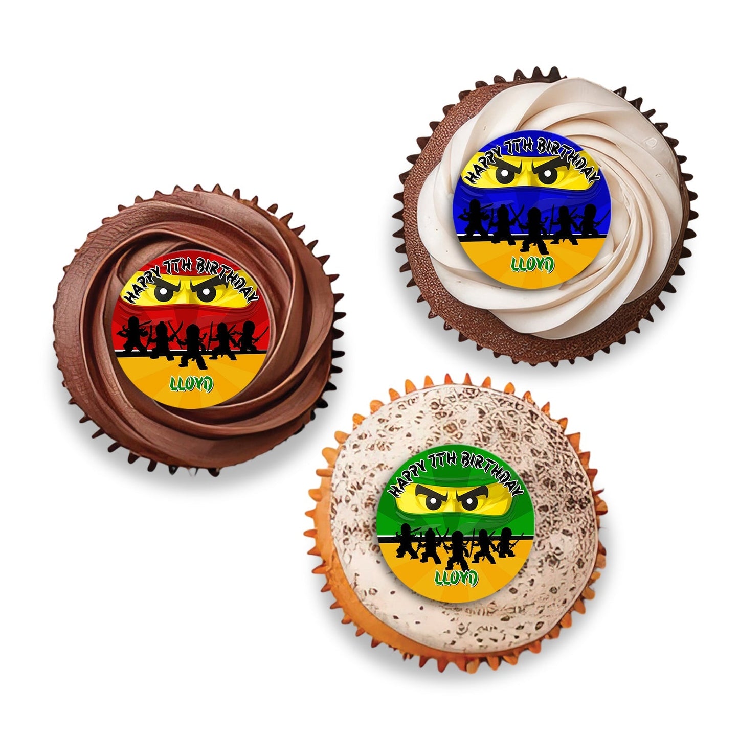 Ninjago themed personalized cupcakes toppers