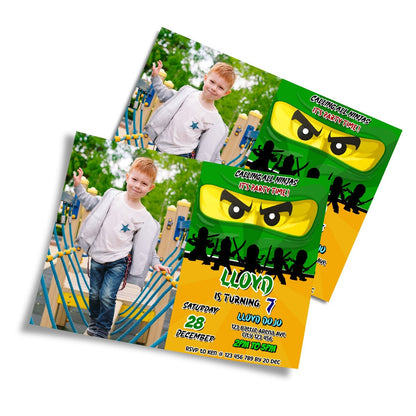 Personalized Ninjago photo card invitations