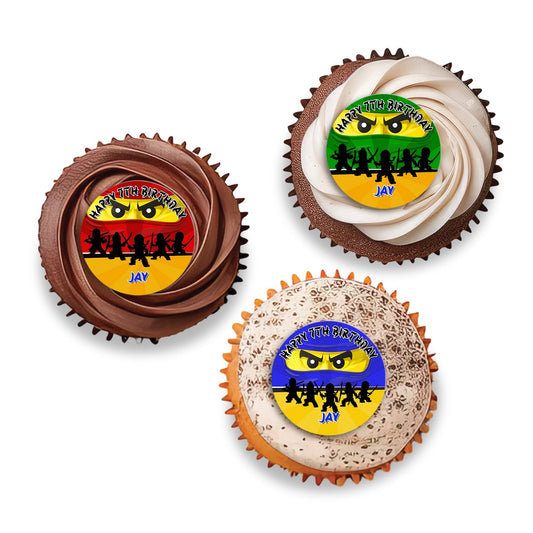 Ninjago themed personalized cupcakes toppers