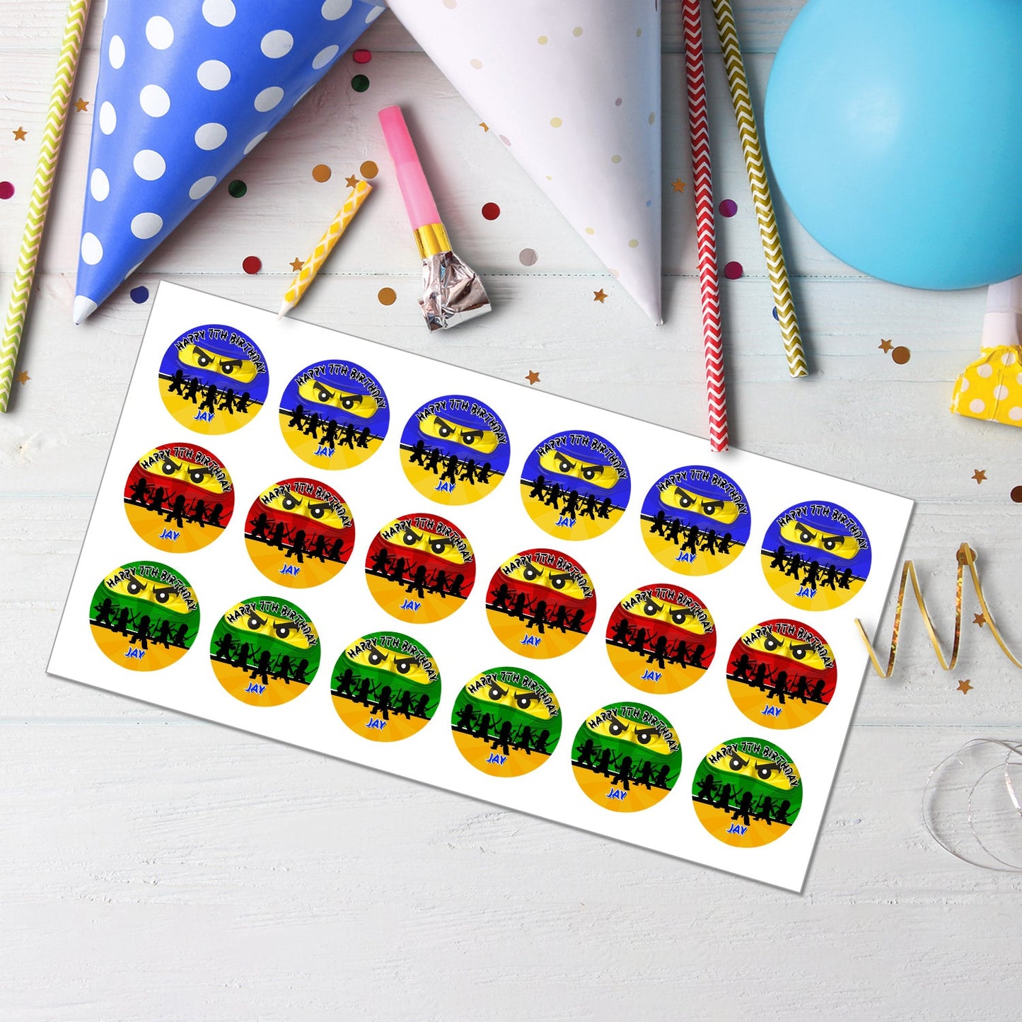 Make Your Cupcakes Stand Out with Our Ninjago Personalized Cupcakes Toppers - Ideal for Parties