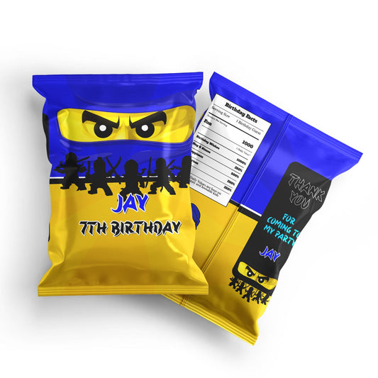 Ninjago themed chips bag label
