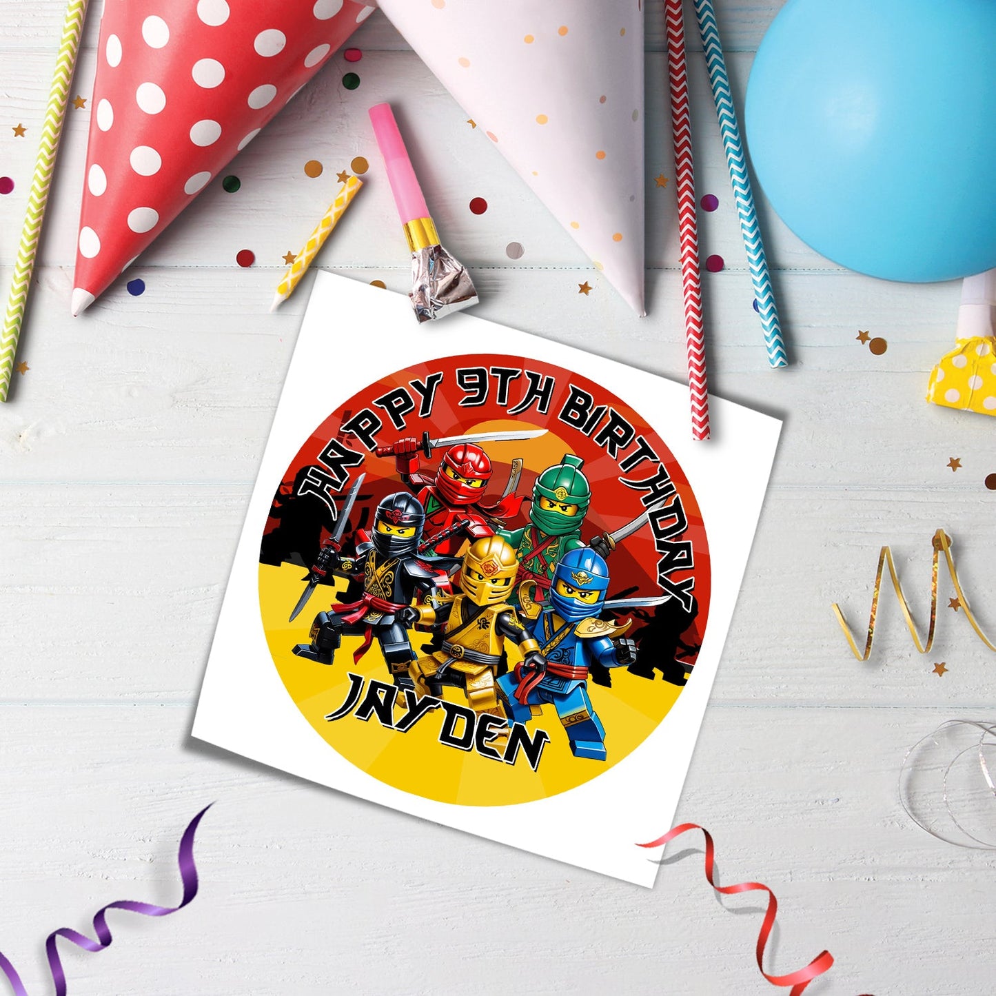 Add a Touch of Magic to Your Celebration with Our Ninjago Personalized Cake Images - Round