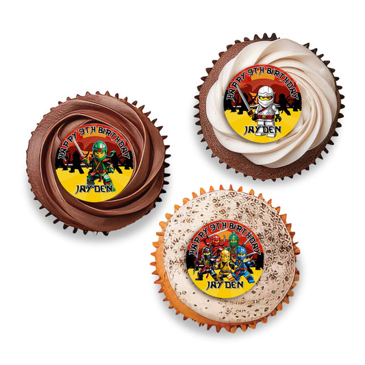 Ninjago themed personalized cupcakes toppers