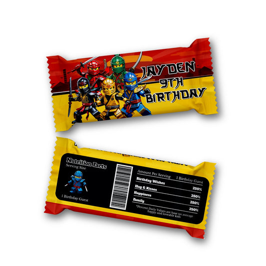 Ninjago themed Rice Krispies treats label and candy bar label