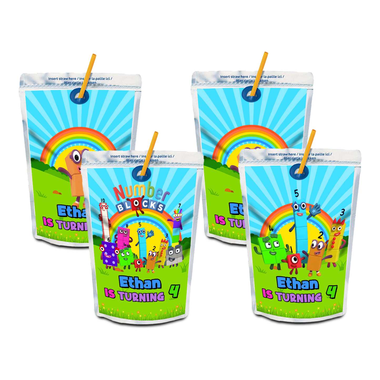 Personalized Caprisun Labels/Juice Pouch Labels with NumberBlocks Designs