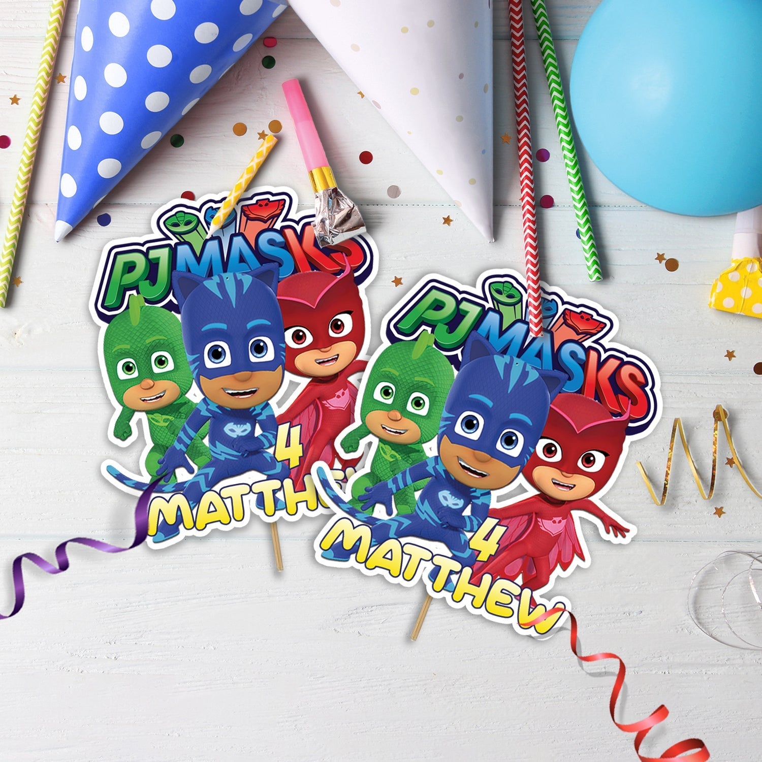 Celebrate with Unique PJ Masks Personalized Cake Toppers Perfect