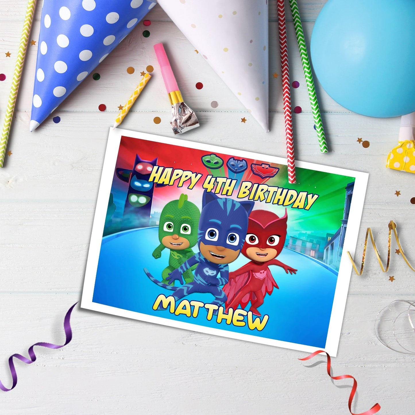 Add a Special Touch to Your Party with PJ Masks Personalized Rectangle Cake Images