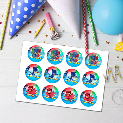 Delight Your Guests with PJ Masks Personalized Cupcakes Toppers - A Sweet Addition to Any Party