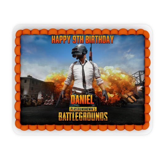 PUBG Personalized Edible Sheet Cake Topper - - Custom Edible Sheet Cake Toppers for PUBG - Perfect for Birthdays and Events