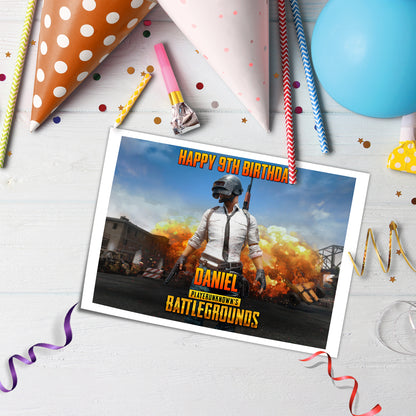 PUBG Personalized Edible Sheet Cake Topper - - Custom Edible Sheet Cake Toppers for PUBG - Perfect for Birthdays and Events