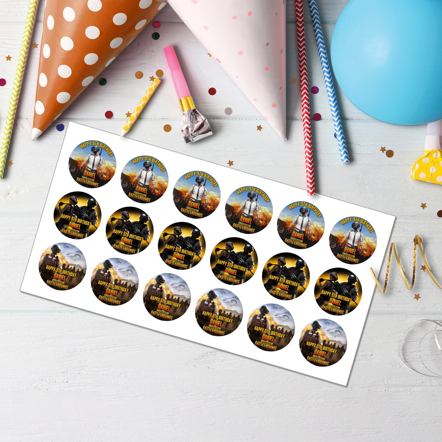 PUBG Personalized Cupcakes Toppers - Custom Cupcake Toppers for PUBG - Add a Personal Touch to Your Cupcakes