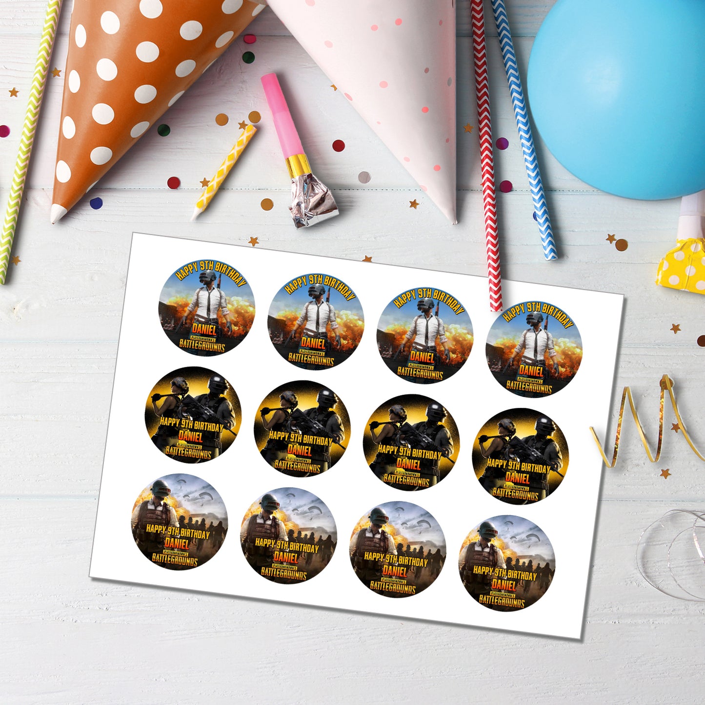 PUBG Personalized Cupcakes Toppers - Custom Cupcake Toppers for PUBG - Add a Personal Touch to Your Cupcakes