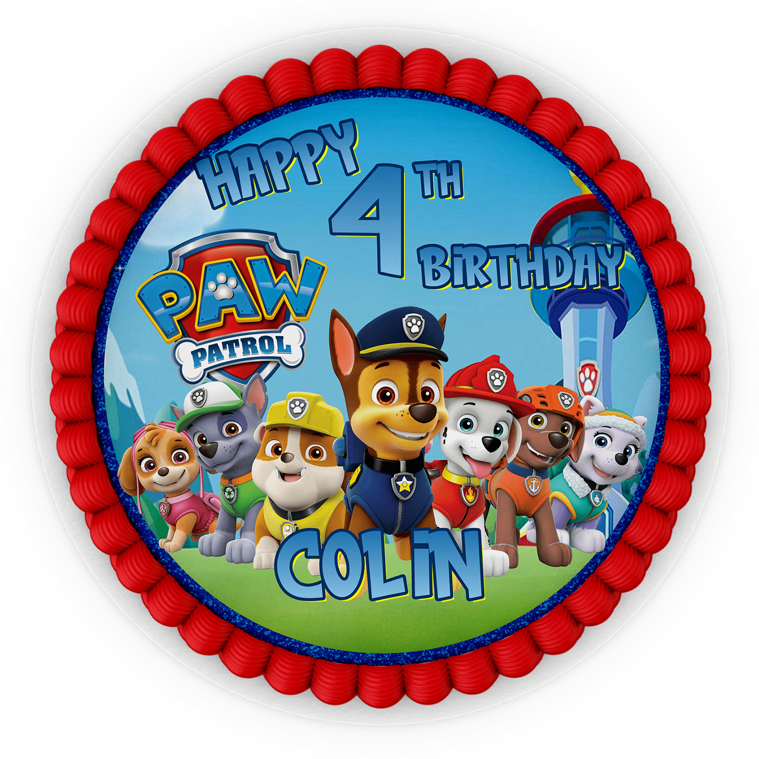 Round Personalized Cake Images featuring Paw Patrol