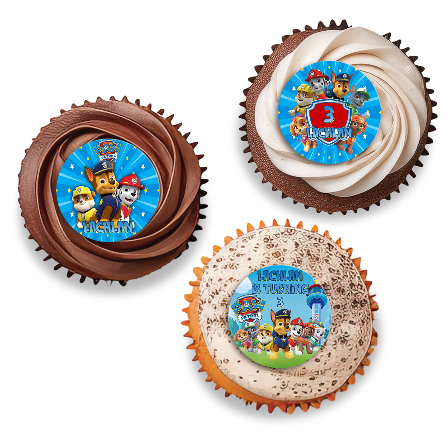 Paw Patrol themed Personalized Cupcakes Toppers