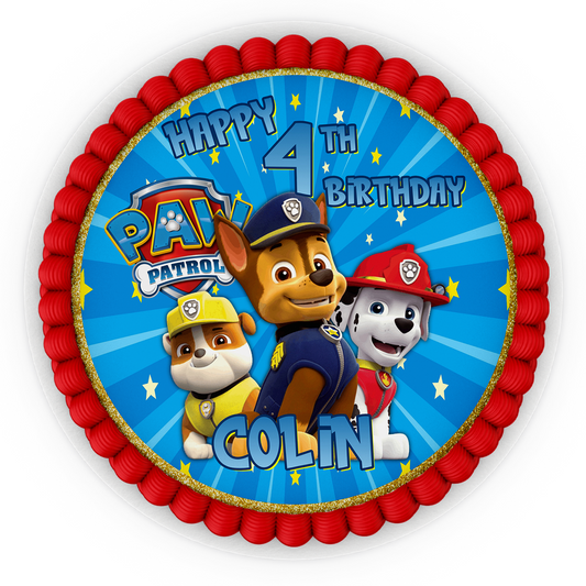 Round Personalized Cake Images featuring Paw Patrol