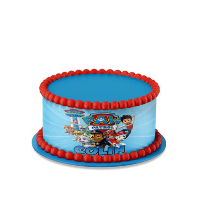 Paw Patrol edible cake strips with bright colors and themed graphics
