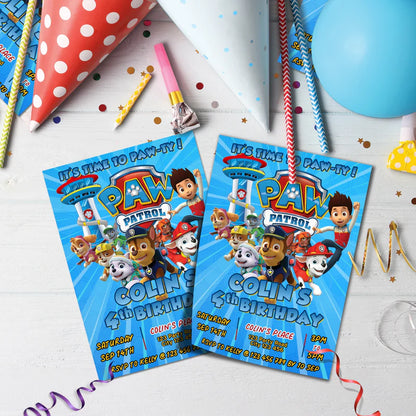 Paw Patrol Birthday Decorations, Rocky Zuma Party Supplies, Rubble & Crew Themed, Paw Patrol Digital Template, Editable Paw Patrol Image SVG PNG