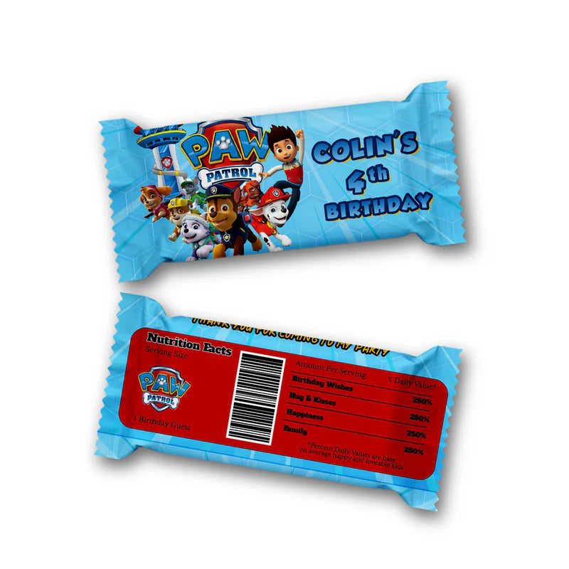 Paw Patrol Rice Krispies and candy bar label combo with custom text